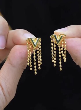 925银针耳饰一款两戴V字流苏耳钉女轻奢小众高级感气质百搭耳环
