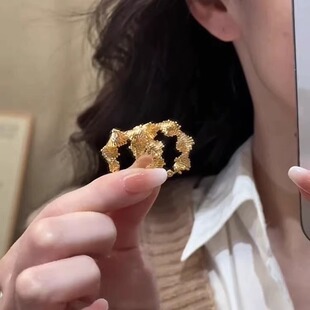 轻奢高级感金色不规则圈圈耳环女小众独特设计感时尚气质百搭耳饰