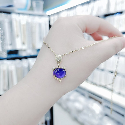 日韩钛钢小狐狸感温石项链女气质百搭简约锁骨链小众设计感颈链潮