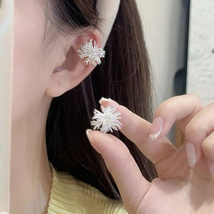 银色锆石烟花蚊香盘无耳洞耳夹轻奢小众高级感气质百搭精致耳环女