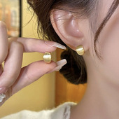 s925银针耳饰法式 复古金属拉丝耳扣女轻奢高级感时尚 气质百搭耳环