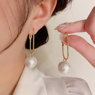轻奢高级感时尚复古棉花珍珠耳扣女小众设计感气质百搭显脸瘦耳环