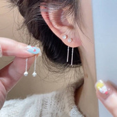 s925银针耳饰银色锆石小球耳线轻奢小众高级感精致百搭显脸瘦耳环