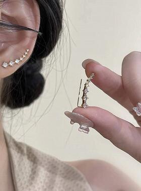 超闪锆石耳环女2024新款爆款轻奢耳钉小众设计感高级耳排气质耳饰