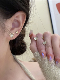 爱心耳钉六件套小巧精致耳环女2023年新款爆款轻奢小众高级感耳饰