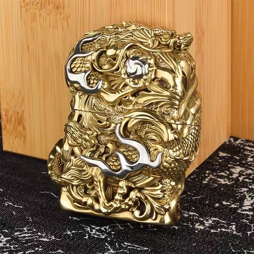 zippo尊龙霸气神龙重甲机立体环绕盘龙3D浮雕打火机男士定制正品