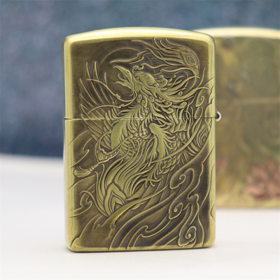 zippo打火机浮雕纯铜盔甲