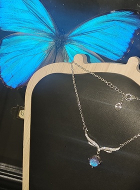 925银项链女时尚百搭翅膀吊坠高级感轻奢锁骨链圣诞礼物