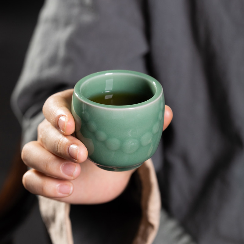 龙泉青瓷西游茶杯套组4只装陶瓷主人杯功夫茶具茶盏品茗杯单杯