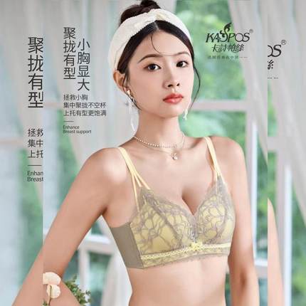卡诗帕丝2501A杯加厚无钢圈小胸聚拢侧收调整型蕾丝文胸内衣