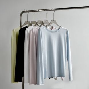 26春夏新莱赛尔天丝棉卷边圆领宽松防晒罩衫 针织衫 天丝棉语衫