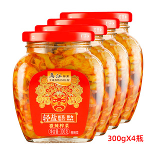 涪陵乌江榨菜微辣榨菜瓶装300gX4瓶榨菜咸菜下饭菜酱腌菜重庆罐装