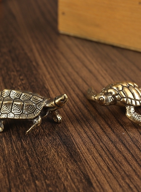 招财纳福报平安风水铜龟复古实心铜长寿乌龟铜龟茶台茶宠盖置摆件