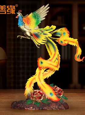 《凤凰于飞》彩铜火凤凰摆件客厅玄关别墅轻奢华结婚乔迁吉祥礼物