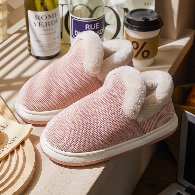 蚂蚁之恋冬款新款简约纯色情侣款男女居家外穿棉拖鞋全包加绒保暖