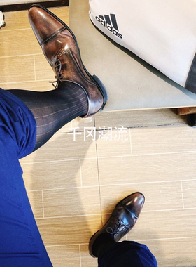 两双丝袜男士薄款商务竖条纹ICK长款高筒商务正装袜耐穿黑色长袜