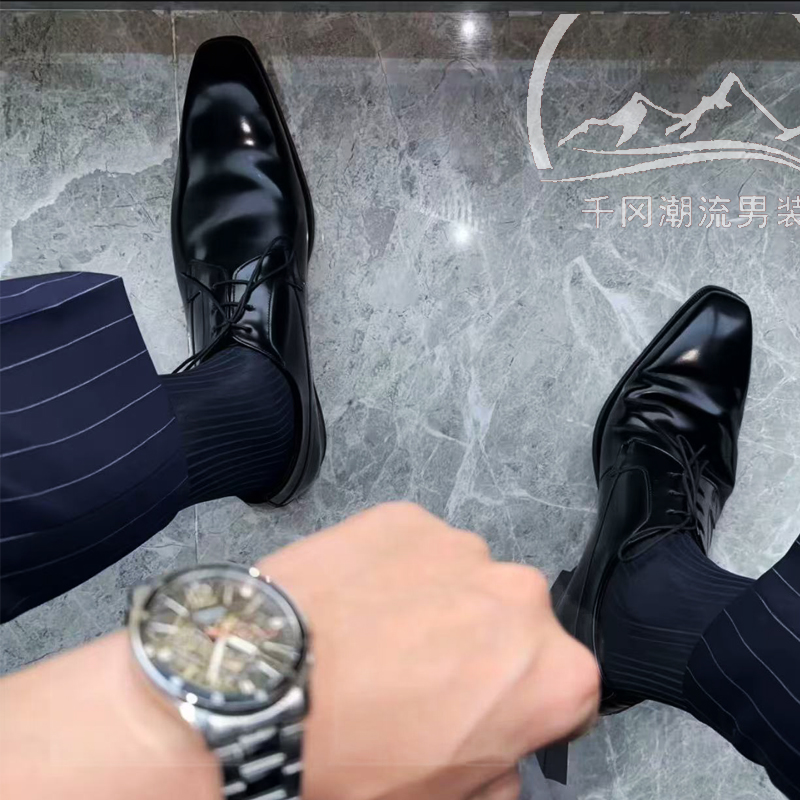 高品质男士丝袜油光镜面竖条纹