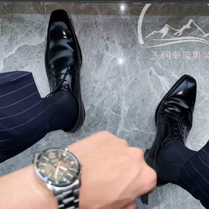 高品质男士丝袜油光镜面竖条纹