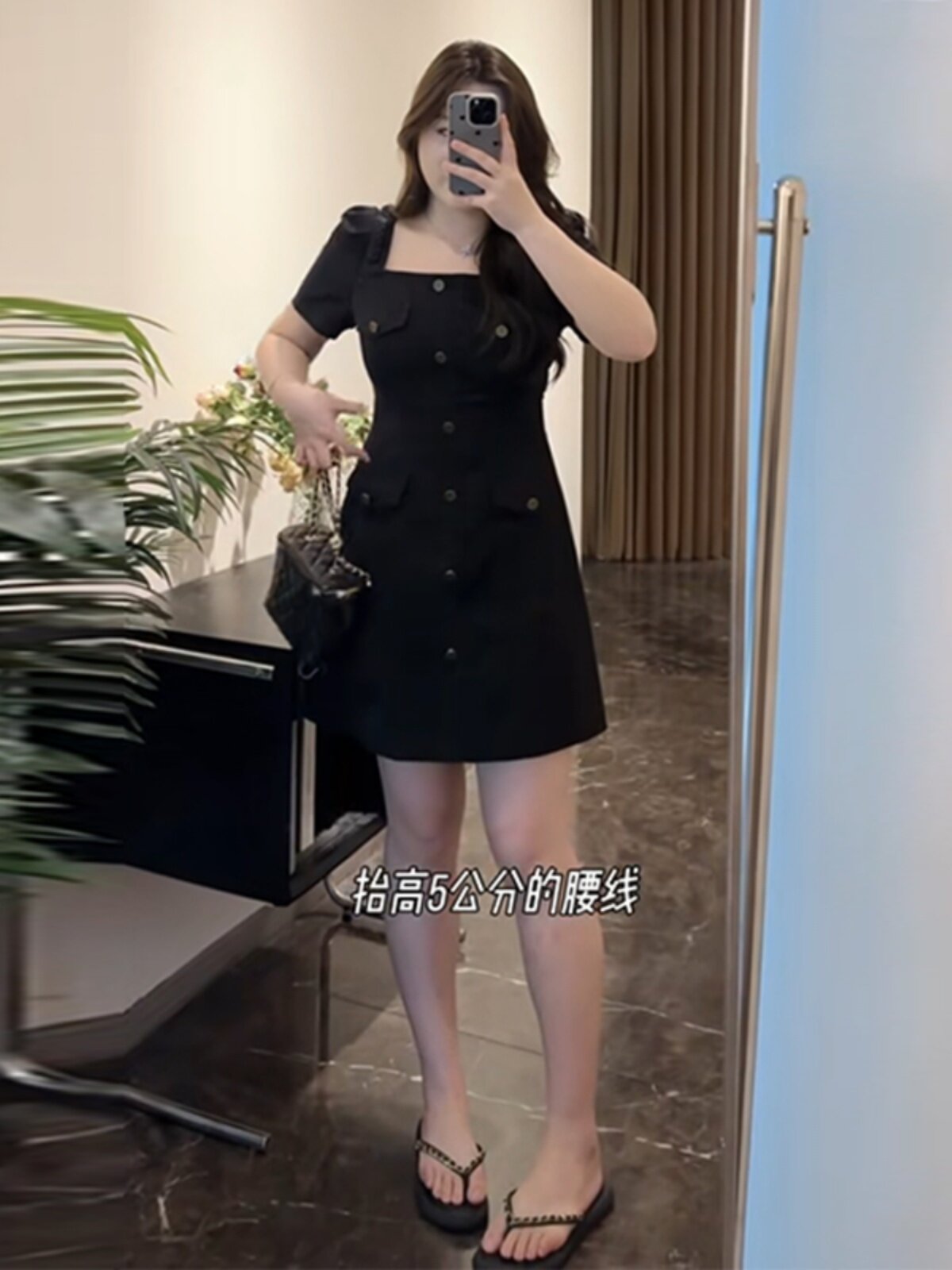 PLUS SIZE FRENCH TEMPERAMENT SQUARE NECK DRESS WOMENS SUMMER FAT MM BELLY COVER THIN LITTLE MAN HEPBURN STYLE WAIST SKIRT