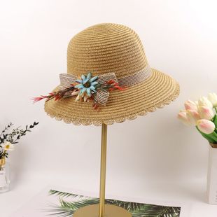 可折疊出游海邊防曬遮陽帽新款 太陽帽 沙灘帽韓版 花朵草帽女春夏季