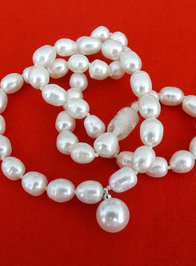 纯天然淡水珍珠项链女琥珀树脂扣防过敏不掉色珍珠颈链送妈妈HPDZ