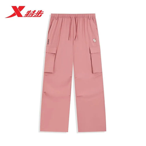 特步休闲长裤女2025秋季新款百搭舒适休闲直筒工装裤975328560489