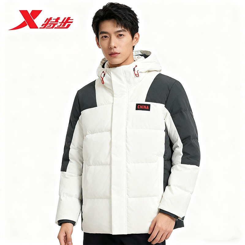 特步CHINA国潮连帽男羽绒服2025冬季新款防风保暖975429190462