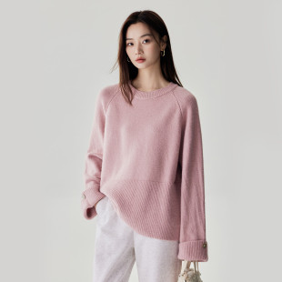 茵曼2026秋季新款休闲时尚宽松长袖针织衫女圆领毛衣减龄早秋上衣