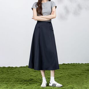茵曼2026夏季新款简约温柔风纯色半身裙女舒适通勤百搭显瘦a字裙