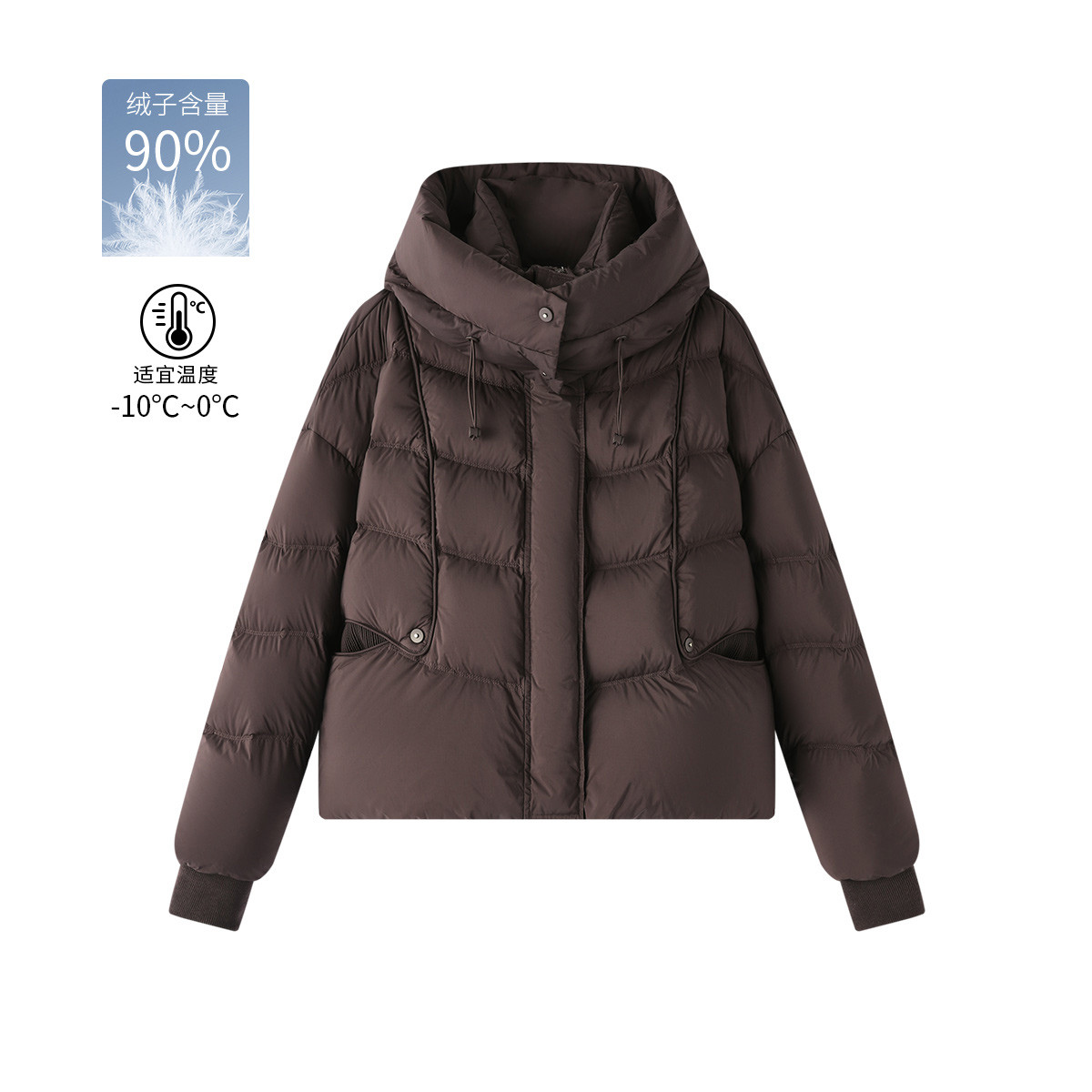 茵曼2025冬季新款短款鸭绒羽绒服女上衣宽松显瘦面包服外套小个子