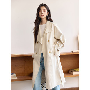 茵曼2026秋季新款显瘦中长款风衣外套女士巨好看的户外开衫长袖
