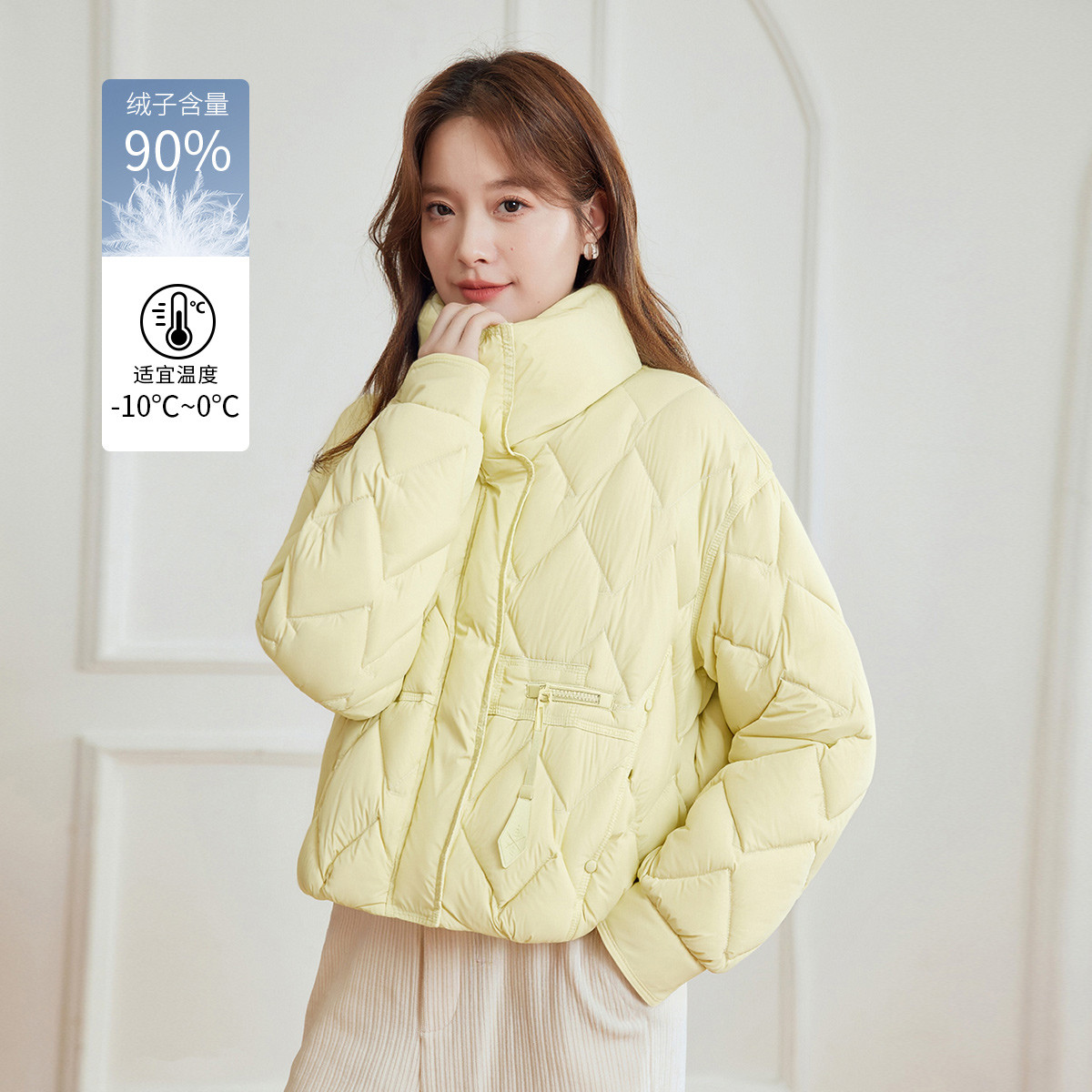 茵曼2025冬季新款短款泡芙羽绒服女上衣宽松显瘦面包服外套小个子