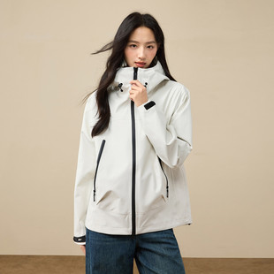 茵曼2025冬季新款时尚连帽外套女宽松运动户外工装风登山服夹克