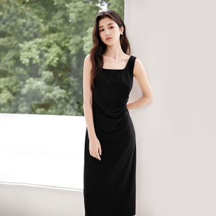 茵曼2026夏季新款巨好看的无袖方领吊带连衣裙女百搭气质收腰显瘦