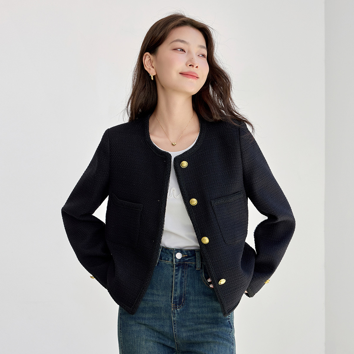 茵曼2025秋季新款小香风巨好看的早秋外套女宽松休闲时尚长袖气质