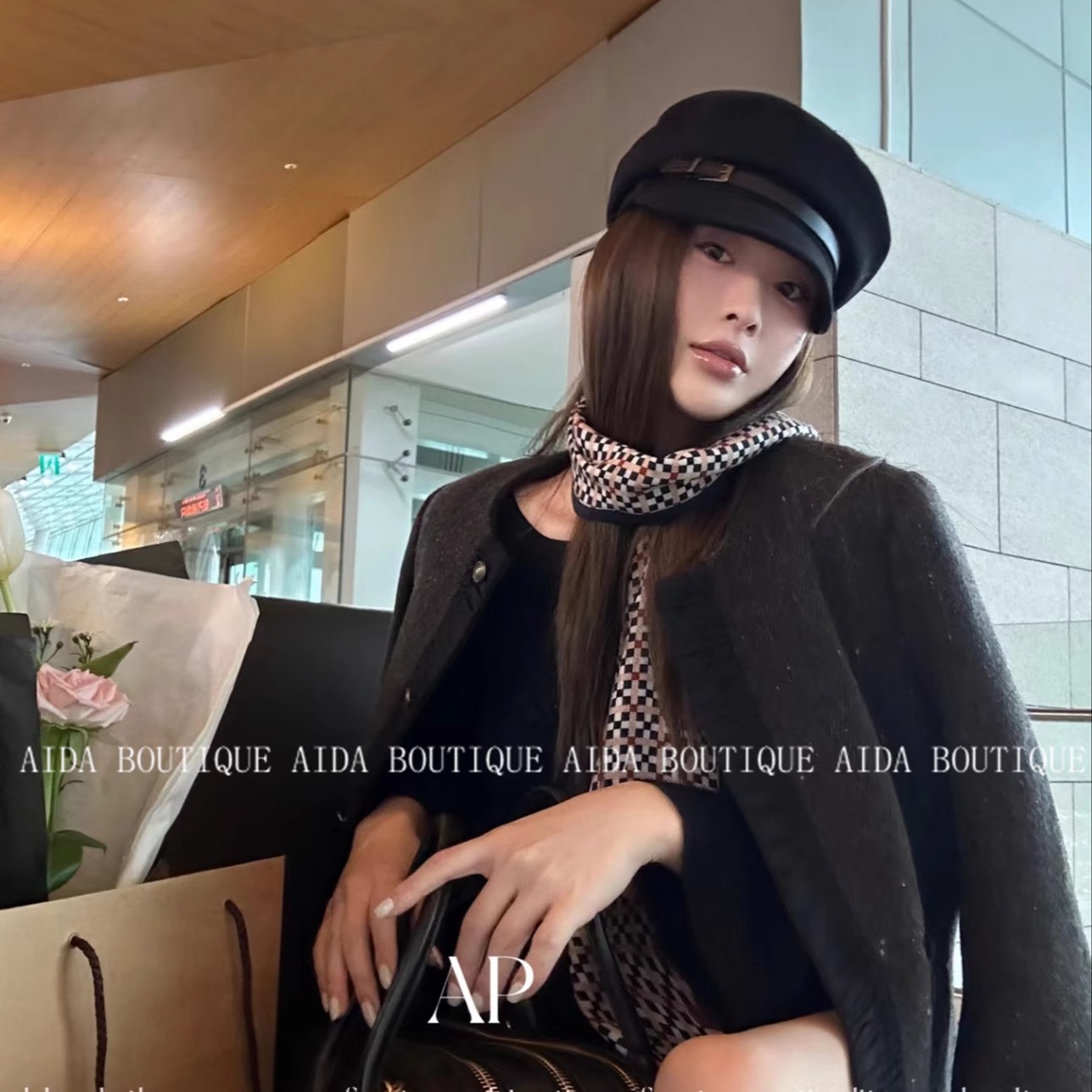 显脸小高智感老钱风贝雷帽女