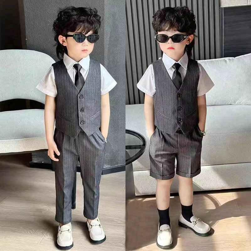 礼服幼儿园演出服马甲套装男童花童小西服英伦宝宝周岁生日摄影服
