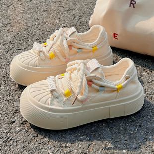 女夏季 女小众贝壳头休闲鞋 新款 板鞋 爆款 高端奶呼呼厚底小白鞋