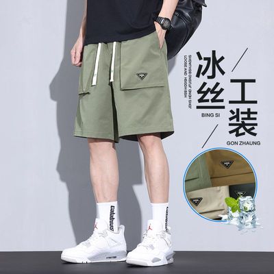 高端工装短裤男夏季薄款休闲五分裤潮牌运动外穿冰丝中裤男士
