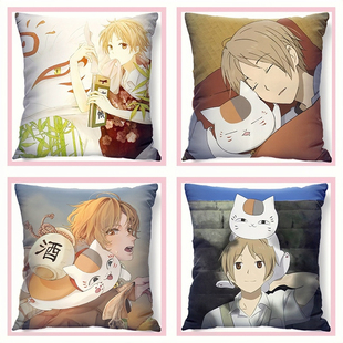 夏目友人帐周边抱枕猫咪老师可爱卡通小枕头双面定制学生生日礼物