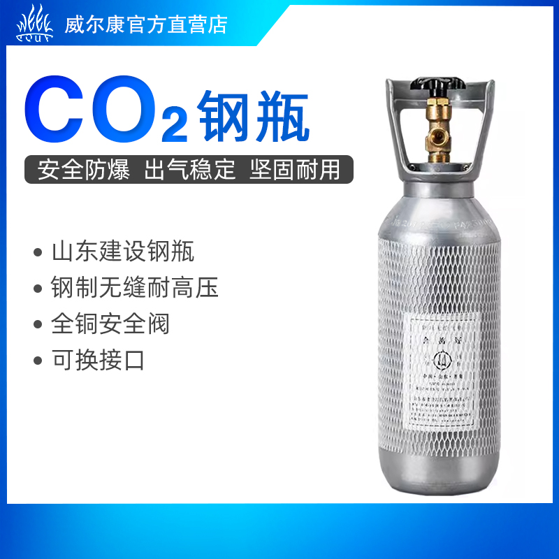 国标山东建设二氧化碳钢瓶水草鱼缸实验2升4升8升10升CO2气瓶钢瓶