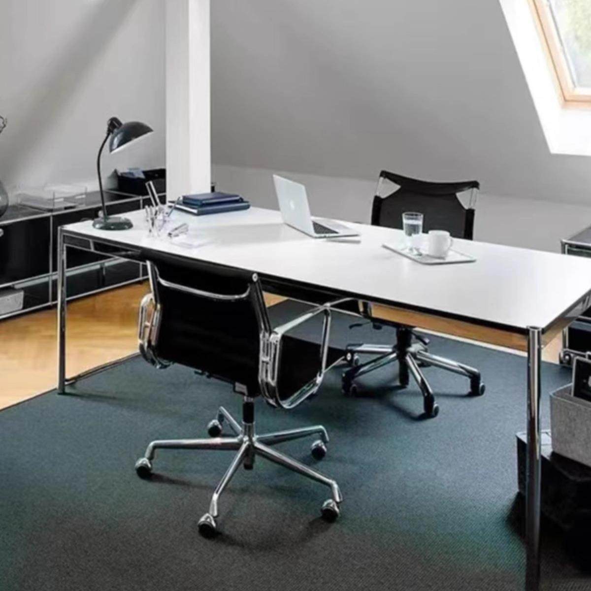 usm办公桌中古电脑桌不锈钢桌腿长方形会议桌ins极简桌子写字桌台