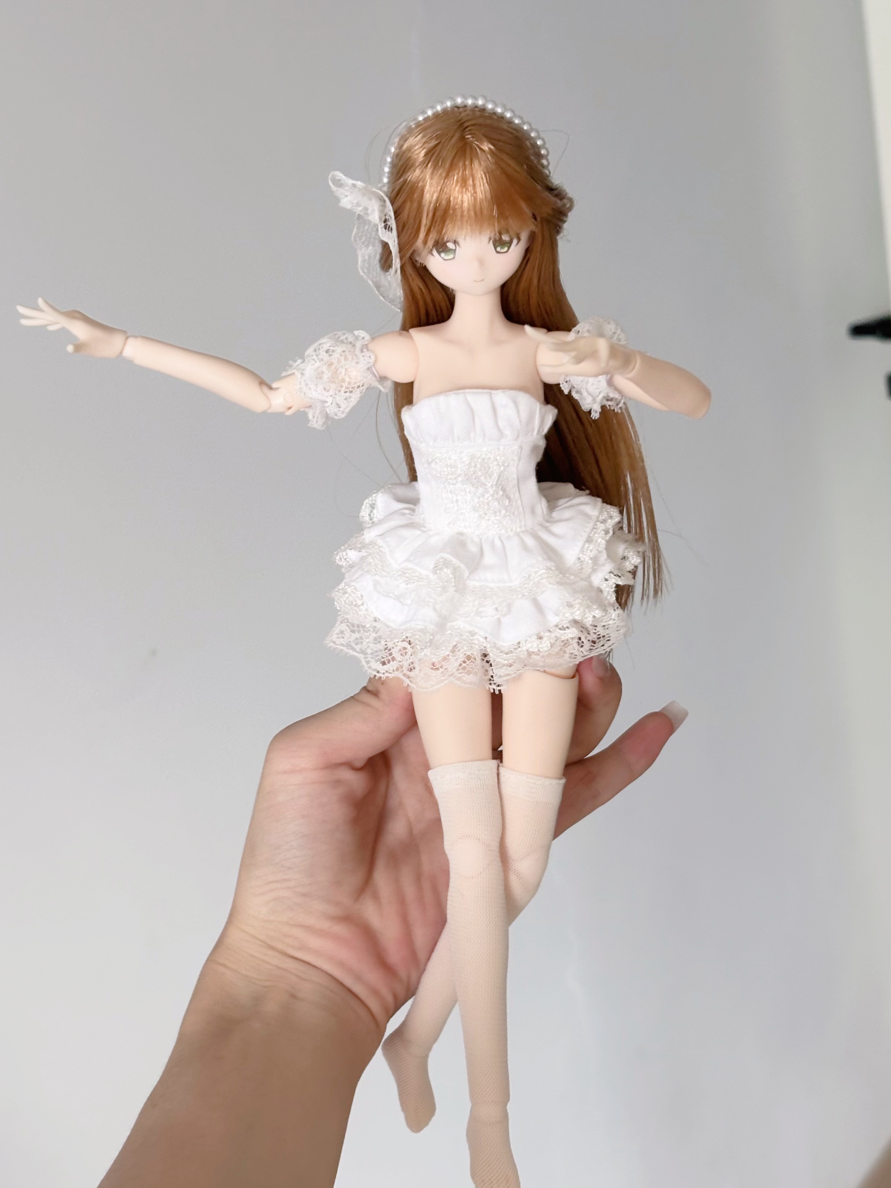 特六BJD娃衣 白色蕾丝芭蕾短BJD娃衣