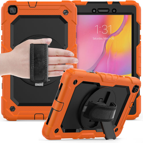 适用三星Tab A 8.0 T295背带平板壳撞色硅胶PC旋转支架T290保护套