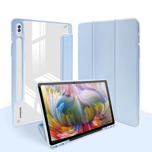 适用三星Tabs8保护套S8Ultra透明亚克力防弯s8+/s7+/s7fe防摔壳A7