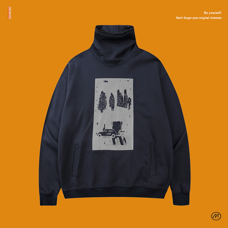 反光印花套头卫衣