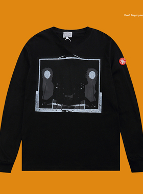 CAVEMPT CE夜景抽象印花圆领打底衫男女INS潮街头百搭宽松长袖T恤