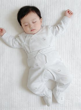 纯棉新生儿月子服绑带内衣套装