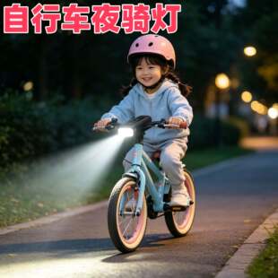 自行车夜骑灯女孩防水感应灯山地车吊装前灯USB电显充电骑行装备