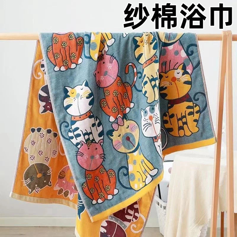 纱棉浴巾纯棉纱布浴巾大尺寸柔软吸水不掉毛大人儿童洗澡裹巾全棉